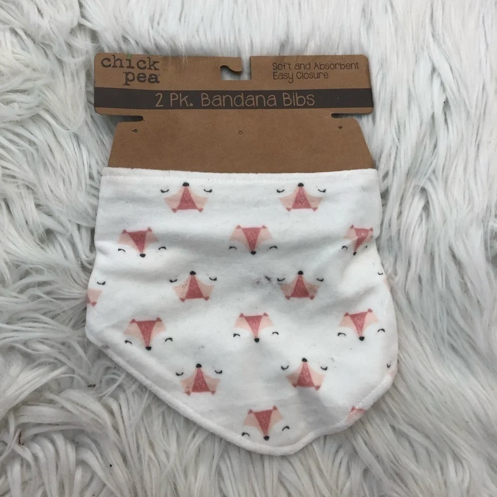 Chick Pea Bandana Bib White Orange Fox